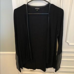 Express cotton, leather-lined cardigan